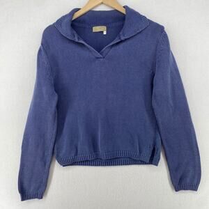 THE TERRITORY AHEAD Sweater Womens M Rib Trim Collar Jumper Boxy Pullover Blue